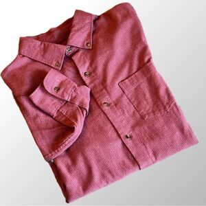 Bonobos Shirt Medium Red Mini Houndstooth Check Slim Fit Long Sleeve Button Down